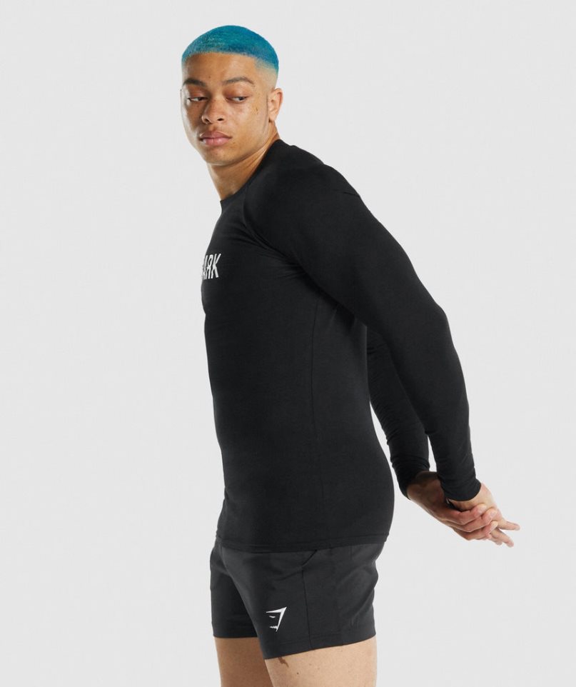 Men's Gymshark Apollo Long Sleeve T-Shirts Black | CA D1605N